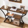 Console Table, Hallway Table, Curved Legs, Extended Table Top, for Living Room, Hallway, Bedroom, Vintage Brown/Black Image 3