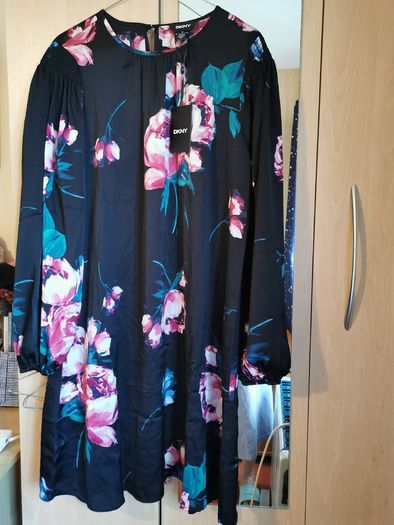 BNWT - DKNY black floral dress UK 12 - 14