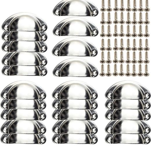 24 Pcs Shell Cup Handles, Semi Circle Drawer Pull Handle, Metal Kitchen Cupboard Cabinet Dresser Door Handles Knobs, Retro Furniture Knobs (FREE POSTAGE)