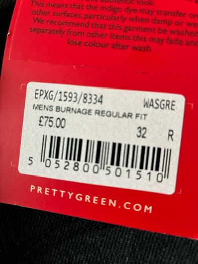 Pretty Green BNWT black jeans