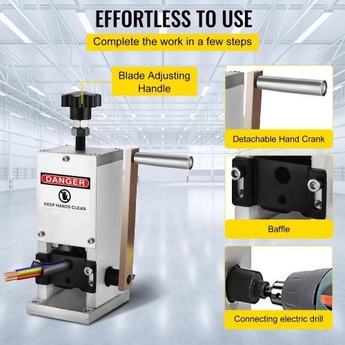 Wire Stripping Tool 1.5-25mm Cable Wire Stripping Machine with 1 Cutting Blade Wire for Cutting and Stripping Scrap Copper Wire (FREE SHIPPING)