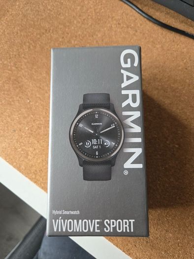 Garmin Vivomove Sport Hybrid Smartwatch (Black) + Original Box
