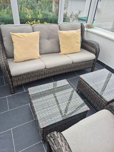 5Pce Grey Rattan Garden Set