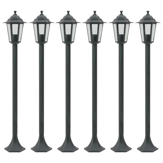 Garden Post Lights 6 pcs E27 110 cm Aluminium Dark Green