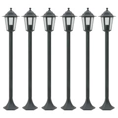 Garden Post Lights 6 pcs E27 110 cm Aluminium Dark Green