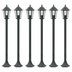 Garden Post Lights 6 pcs E27 110 cm Aluminium Dark Green