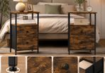 Set of 2 Industrial Bedside Tables with Drawers and Open Storage