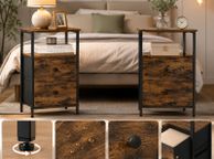 main image for ad Set of 2 Industrial Bedside Tables with Drawers and Open Storage