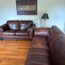 Luxury brown leather sofa set - 3 seater, 2 seater& Armchair. Image 4