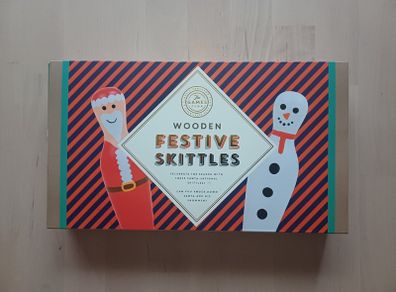 Wooden Christmas Festive Skittles Family Indoor Game