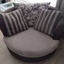 Stylish Jumbo Cord Corner Sofa & Matching Swivel Cuddle Chair Image 2