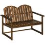 Outdoor Wooden Garden Bench, Patio Loveseat Chair with Slatted Backrest and Smooth Armrests for Two People, for Yard, Lawn, Porch, Carbonised Finish Image 2