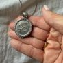 Mi Moneda silver and rose gold long necklace with Love and infinity discs Image 9