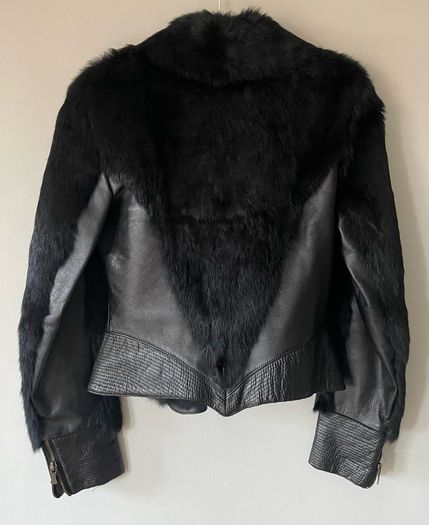 Versace jeans couture leather and fur jacket