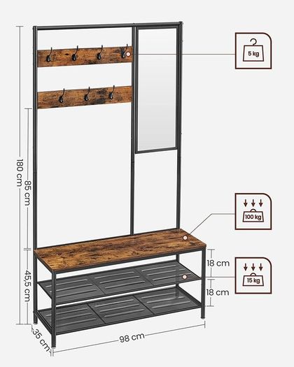 New Large Coat Rack + Mirror - FREE P&P
