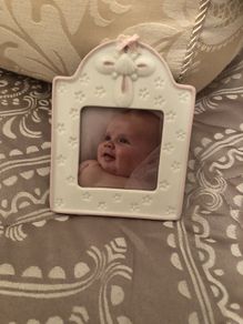 Baby girl christening photo frame as new!