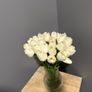 Beautiful real looking white faux tulip bouquet with vase Image 5