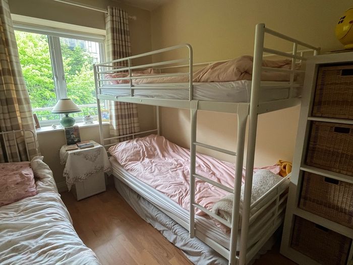 Cream steel bunk beds