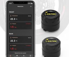 Motorcycle Tire Pressure Monitoring System, Tire Pressure and Temperature Alarm, Wireless Motorcycle TPMS with 2 External Sensors, Support iOS and Android