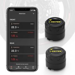 Motorcycle Tire Pressure Monitoring System, Tire Pressure and Temperature Alarm, Wireless Motorcycle TPMS with 2 External Sensors, Support iOS and Android