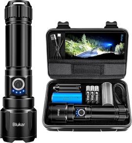 FREE SHIPPING LED Torch, 20000 Lumens Super Bright Torches Led - Adjustable Focus, 5000 mAh, IP67 Waterproof, Powerful Long Lasting Handheld Flashlight for Power Cuts, Camping, Hiking, Emergency