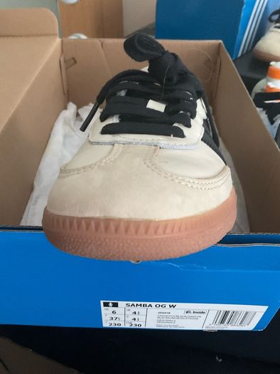 Cream and black adidas samba size 4.5 in box