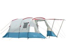 6-8 Person Tunnel Tent, Camping Tent with Bedroom, Living Room, Sewn-in Floor, 3 Doors and Carry Bag, 2000mm Water Column for Fishing, Hiking, Sports, and Traveling, Blue
