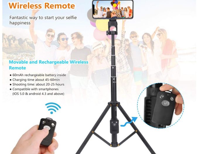 2in1 Portable Mini Cellphone Selfie Stick Tabletop Tripod With Remote Controller