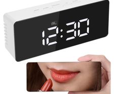 New Digital LCD Large Display Alarm Clock Mirror Lamp Face Home Tool #1426