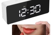 New Digital LCD Large Display Alarm Clock Mirror Lamp Face Home Tool #1426