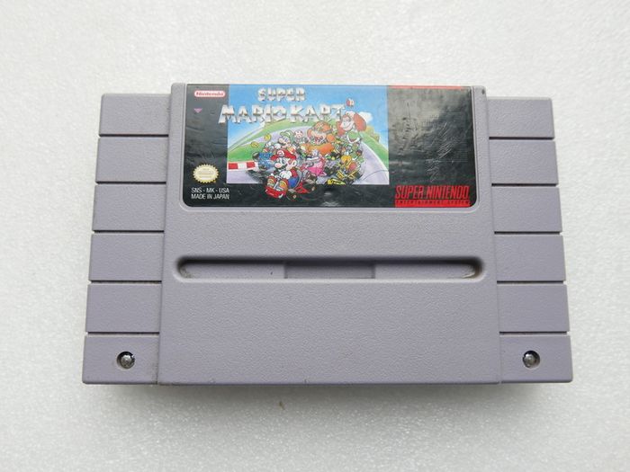 authentic Super Mario Kart cartridge for the Super Nintendo Entertainment System (SNES)