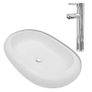 Bathroom Basin with Mixer Tap Ceramic Oval White Image 2