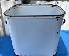 Vintage white enamel bread bin