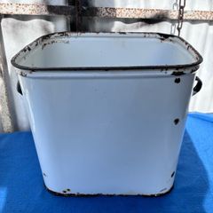 Vintage white enamel bread bin