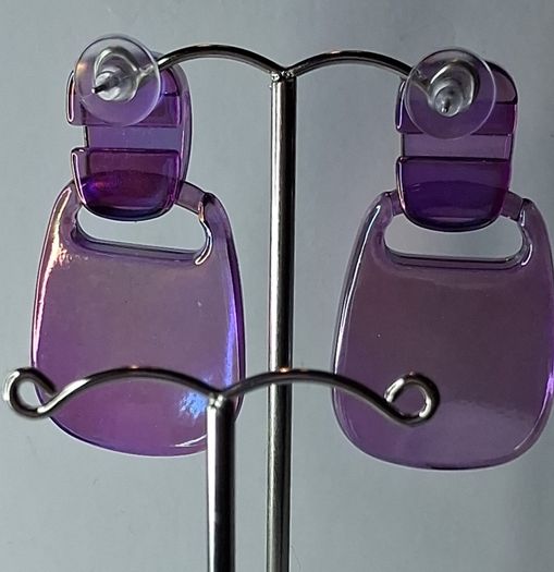 Metallic Purple Retro Buckle Iridescent Earrings