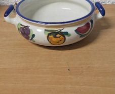 Ceramic  bowl with handles fruit design