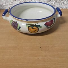 Ceramic  bowl with handles fruit design