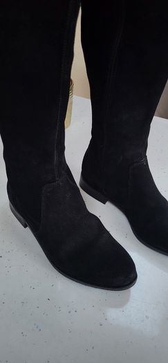 OFFICE black suede Over the Knee (OTK) high boots Sz 7 (Fit 7-8UK) - Rrp 150 (New)