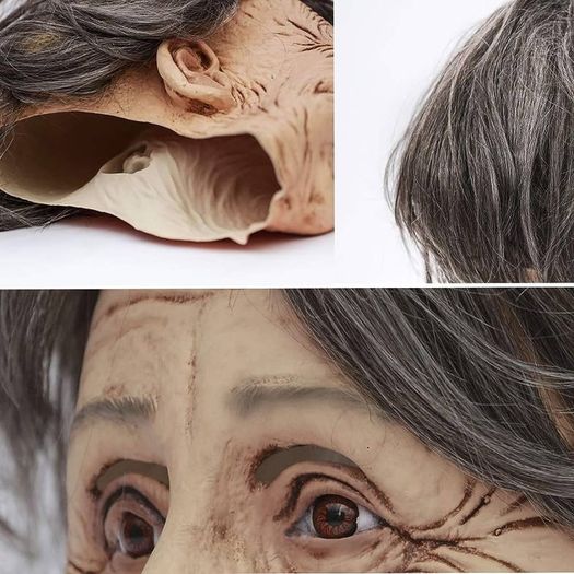 Old Woman Mask Latex Human Realistic Full Head Mask Fancy Dress Halloween Costume Party
