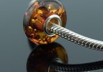 Genuine Cognac Baltic Amber Pandora Charm Bead Bracelet Amber Silver Trollbead for Bracelet or Necklace