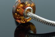 Genuine Cognac Baltic Amber Pandora Charm Bead Bracelet Amber Silver Trollbead for Bracelet or Necklace