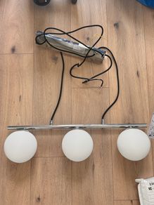 3 White Orb and Shiny Chrome Metal Pendant