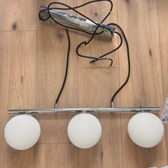 3 White Orb and Shiny Chrome Metal Pendant