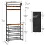 Coat Rack with Shoe Storage, Hall Tree with Tiltable Mesh Shelves, 4 Removable Hooks, Side Storage Pocket, Shoe and Coat Rack for Hallway, Living Room, Rustic Brown Image 3