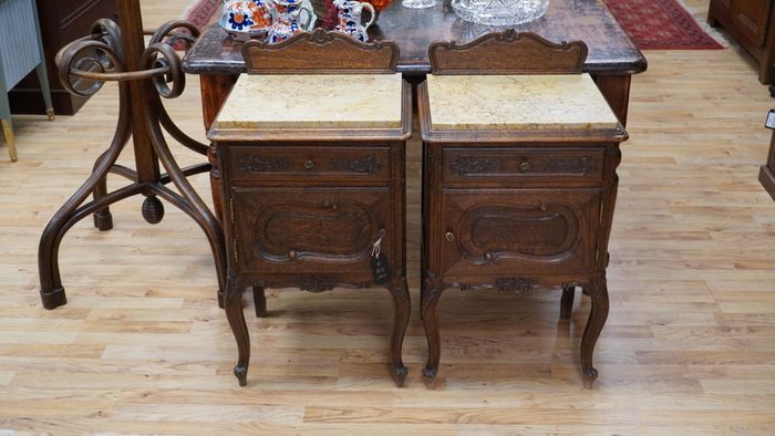 Pair of Antique French Oak Bedside Cabinets