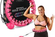Smart Hula Ring Hoops, Weighted Hula Circle 24 Detachable Fitness Ring with 360 Degree Auto-Spinning Ball Gymnastics, Massage, Adult Fitness for Weight Loss