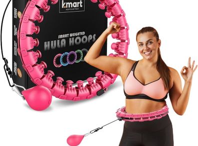 Smart Hula Ring Hoops, Weighted Hula Circle 24 Detachable Fitness Ring with 360 Degree Auto-Spinning Ball Gymnastics, Massage, Adult Fitness for Weight Loss