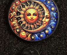 Sun / moon,  Pin back badge.