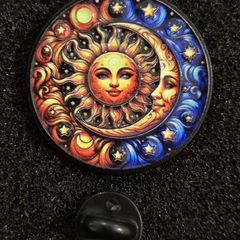 Sun / moon,  Pin back badge.