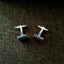 4 Pairs Men's Cufflinks - Silver & Blue Modern Designs Image 5
